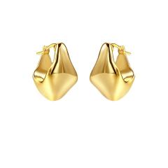 Vintage unique design metal feeling chunky huggie earrings