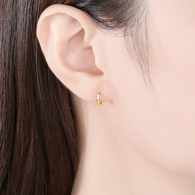925 sterling silver simple smooth hoop earrings huggie earrings