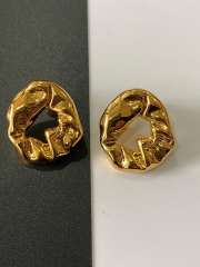 Irregular shaped circle gold color alloy ear studs
