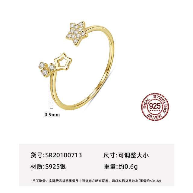 Korean fashion diamond star sterling silver rings