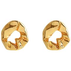 Irregular shaped circle gold color alloy ear studs