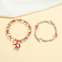 Cute color beads elastic christmas bead bracelet