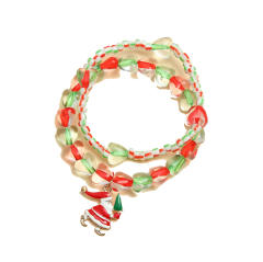 Cute color beads elastic christmas bead bracelet