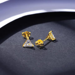 Mini triangle crystal sterling silver studs earrings