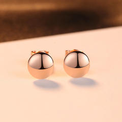 925 sterling silver simple round shape studs earrings