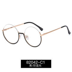 Metal half rim round shape blue light reading glasses