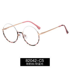 Metal half rim round shape blue light reading glasses
