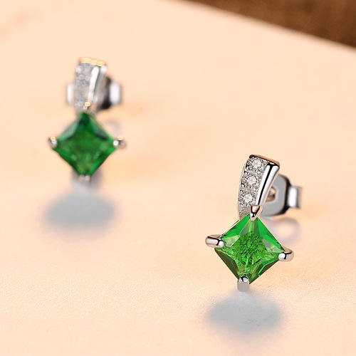 Vintage emerald statement sterling silver earrings