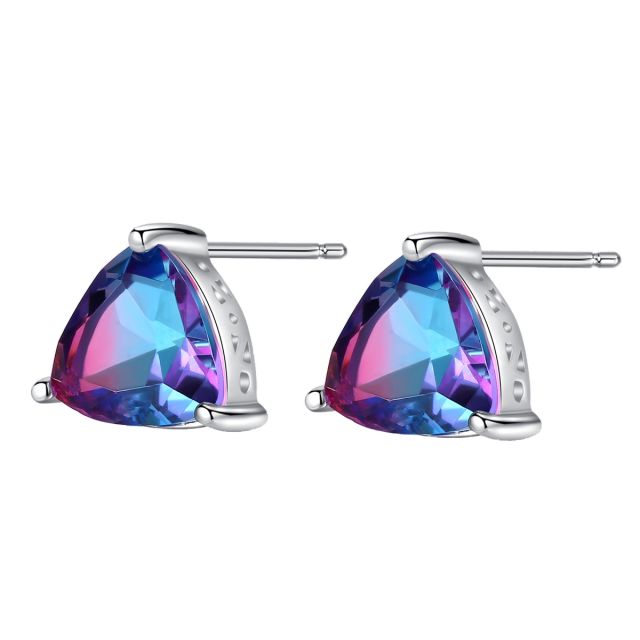 925 sterling silver triangle shape crystal earrings
