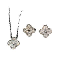 Luxury diamond clover necklace bracelet earrings