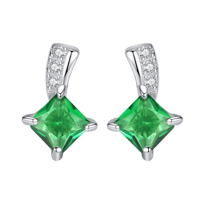 Vintage emerald statement sterling silver earrings
