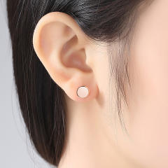 925 sterling silver simple round shape studs earrings