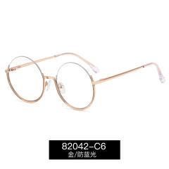 Metal half rim round shape blue light reading glasses