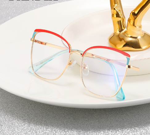 Vintage colorful metal rim blue light reading glasses