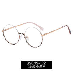 Metal half rim round shape blue light reading glasses