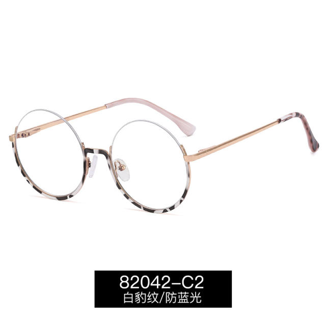 Metal half rim round shape blue light reading glasses