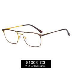 Metal rim blue light reading glasses for men