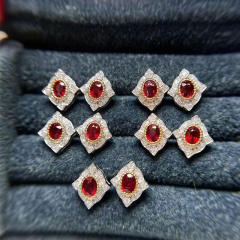 Vintage faux ruby diamond studs earrings