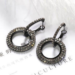 Geometric easy match diamond circle earrings