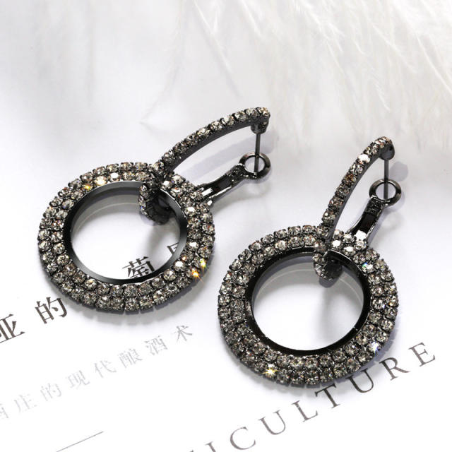 Geometric easy match diamond circle earrings