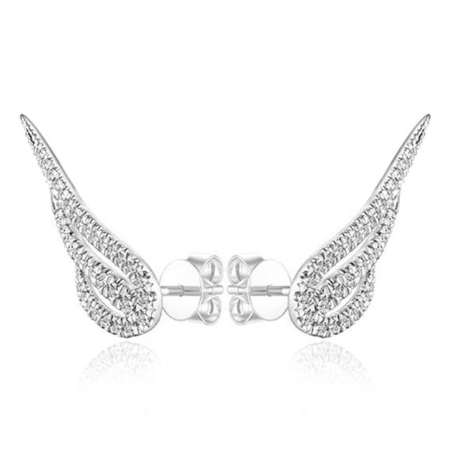 Korean fashion angel wing diamond studs earrings