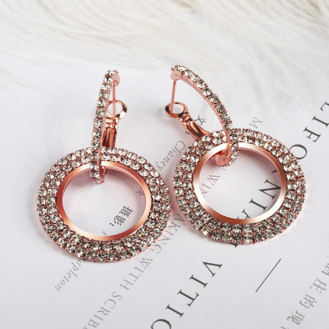 Geometric easy match diamond circle earrings
