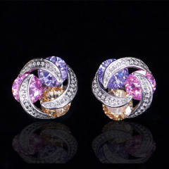 Fashionable colorful crystal beads round studs earrings