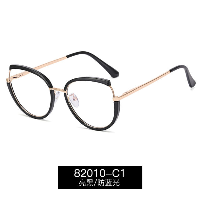 Occident fashion metal rim blue light reading glasses