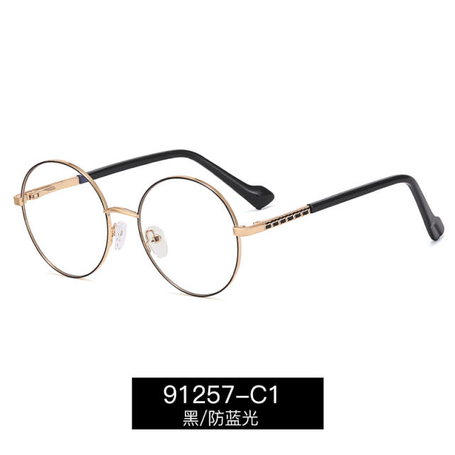 Vintage round shape metal rim blue light reading glasses