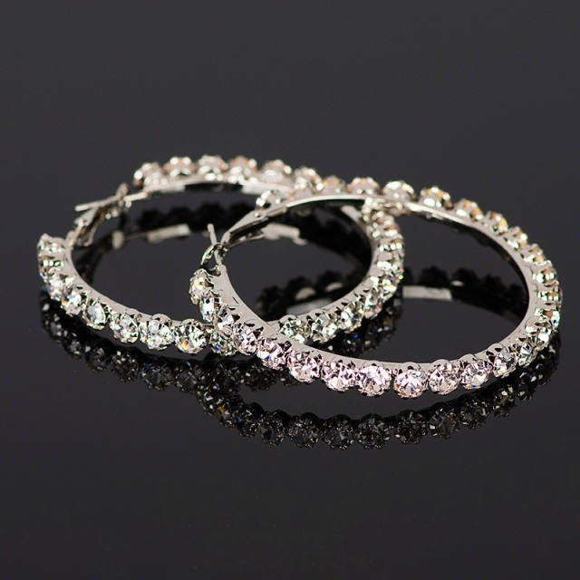 Personality diamond hoop earrings