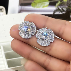 Elegant super shiny diamond clover studs earrings