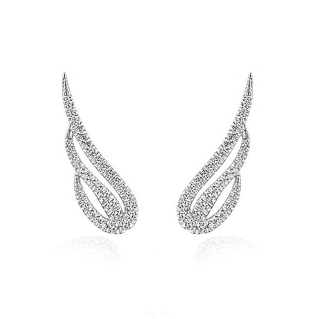 Korean fashion angel wing diamond studs earrings