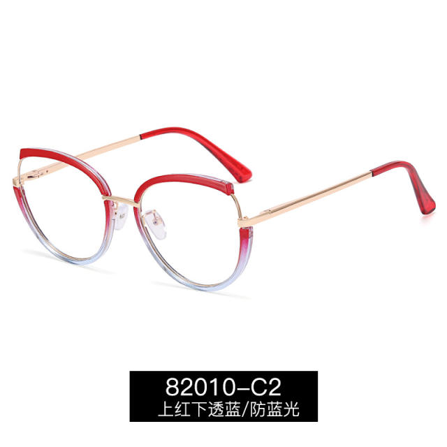 Occident fashion metal rim blue light reading glasses