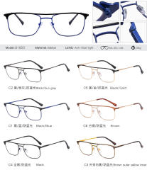 Metal rim blue light reading glasses for men