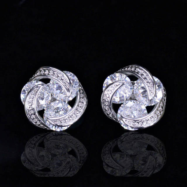 Fashionable colorful crystal beads round studs earrings