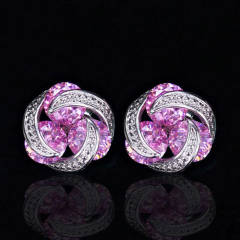 Fashionable colorful crystal beads round studs earrings