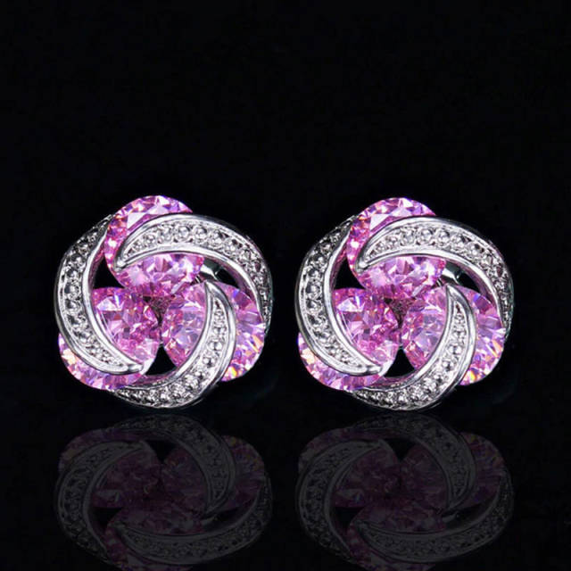 Fashionable colorful crystal beads round studs earrings