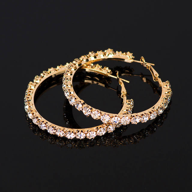 Personality diamond hoop earrings