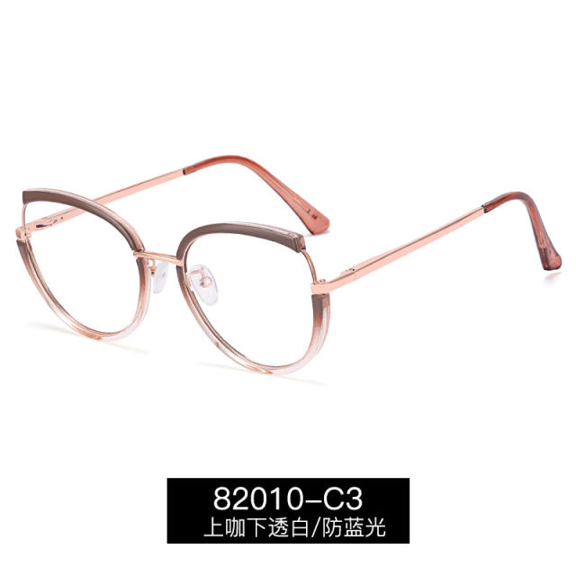 Occident fashion metal rim blue light reading glasses
