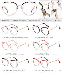 Occident fashion metal rim blue light reading glasses