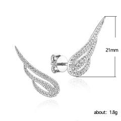 Korean fashion angel wing diamond studs earrings