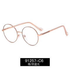 Vintage round shape metal rim blue light reading glasses