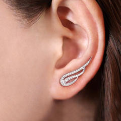 Korean fashion angel wing diamond studs earrings