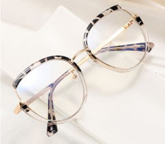 Occident fashion metal rim blue light reading glasses