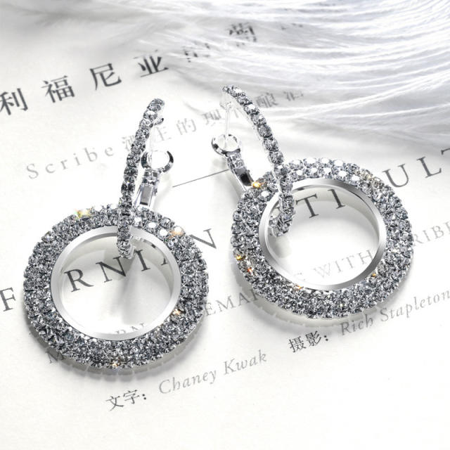 Geometric easy match diamond circle earrings