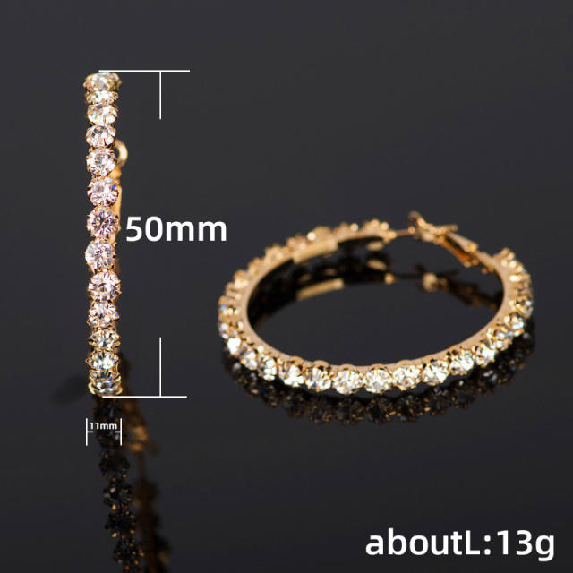 Personality diamond hoop earrings