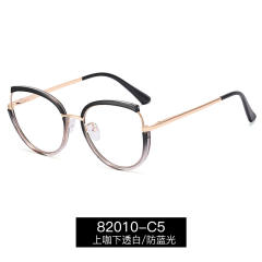 Occident fashion metal rim blue light reading glasses