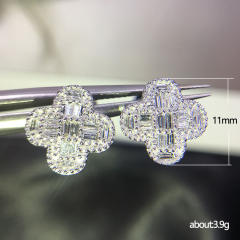 Korean fashion diamond clover studs earrings