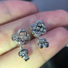 Korean fashion diamond clover studs earrings