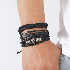6pcs braid leather bracelet set for men